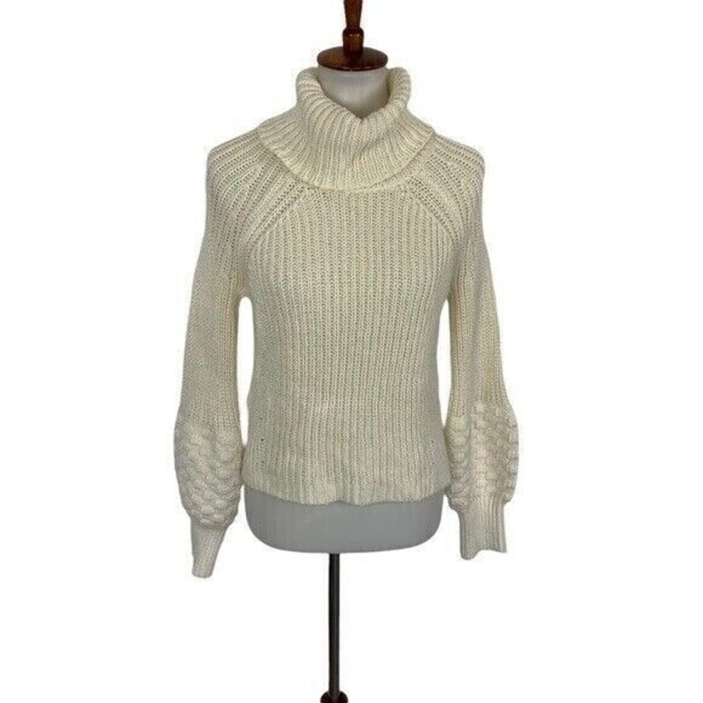Melrose Market Small White Knit Cowl Neck Sweater Cozy Minimalist